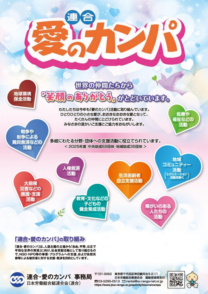 2026「連合・愛のカンパ」地域助成団体を募集します！